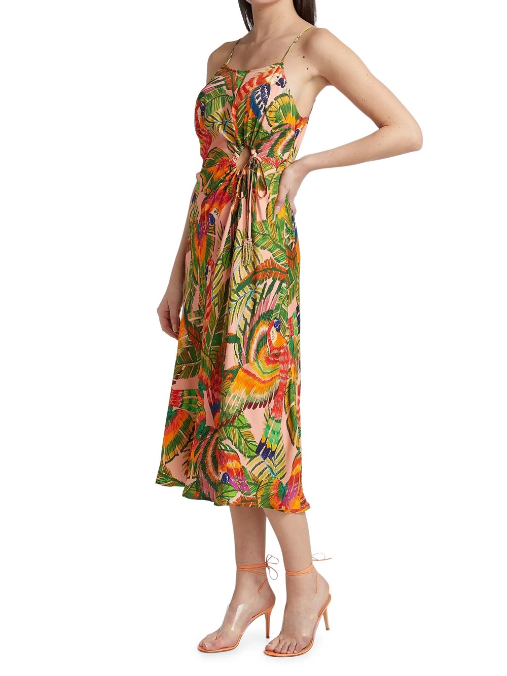 FARM Rio Macaw Leaves Cut-Out Midi Dress